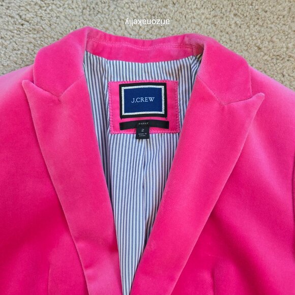 NWOT J. Crew Parke Velvet Blazer HOT PINK "Bright Begonia" - Picture 2 of 14